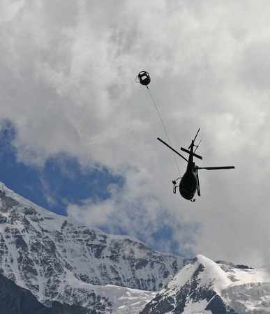 Helicopter above the Wengernalp
